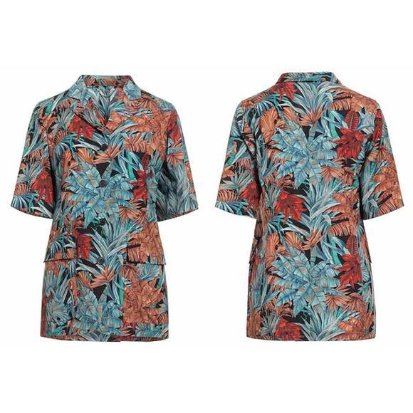 Ferragamo Azure Womens Floral Printed Short Sleeve Mohair Blend Blazer 40 NWOT - Picture 14 of 14